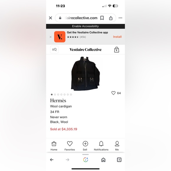 Hermes Size 36 Black Wool Cardigan. 🖤 - Picture 11 of 11